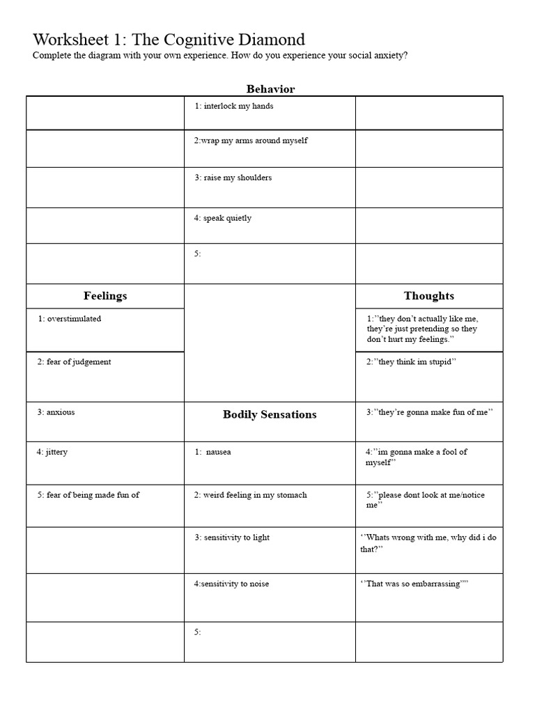 Social Anxiety Self-Help Worksheets | PDF | Anxiety | Social Anxiety