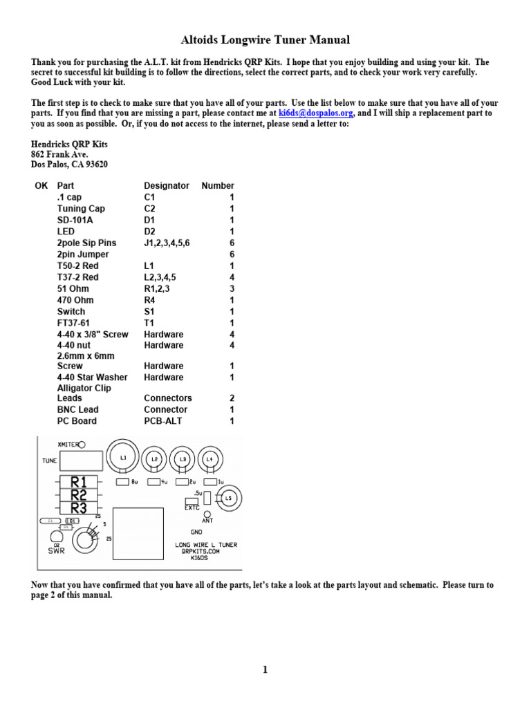 Altoids Longwire Tuner Assembly Guide | PDF | Wire | Electrical Equipment