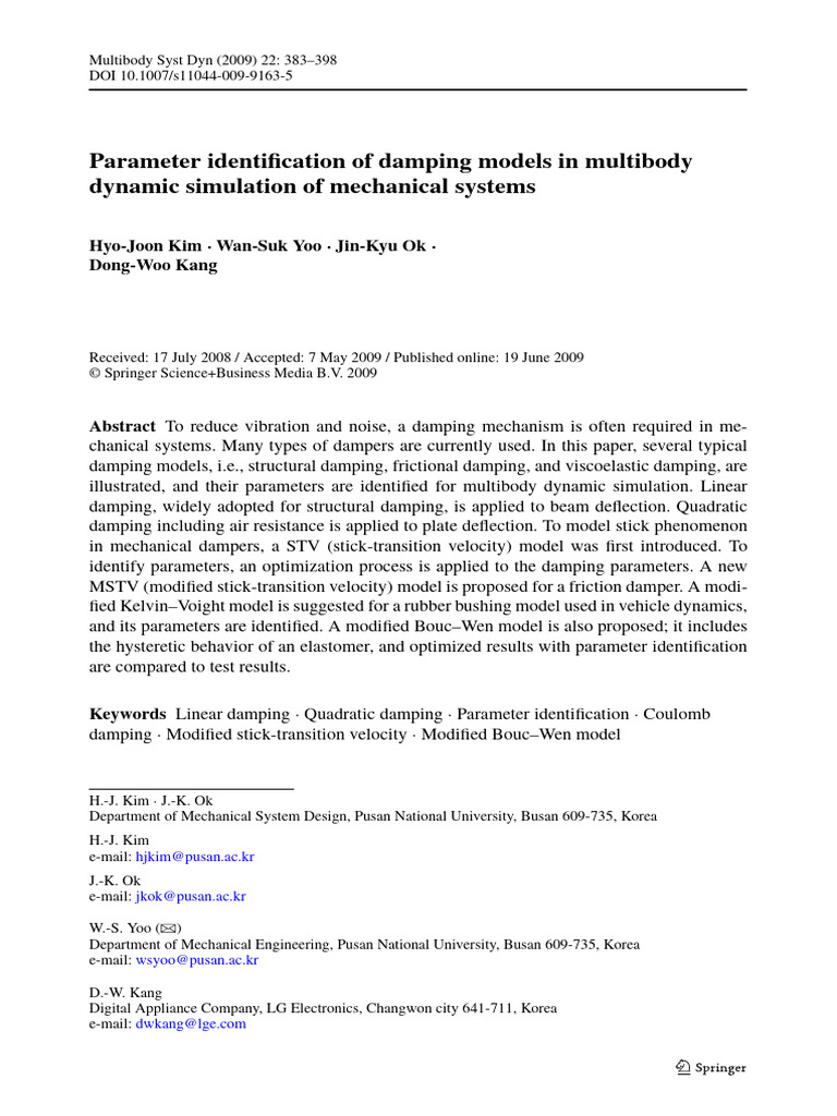 Parameter Identification of Damping Models in Mult | PDF | Damping ...