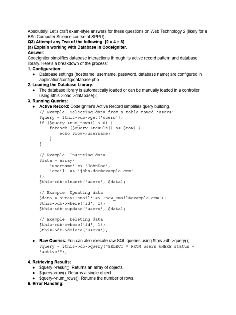 Web Technology Exam Answers Guide | PDF | Databases | Data Management