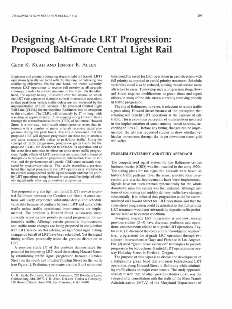 Baltimore LRT Signal Progression Study | PDF | Traffic | Light Rail