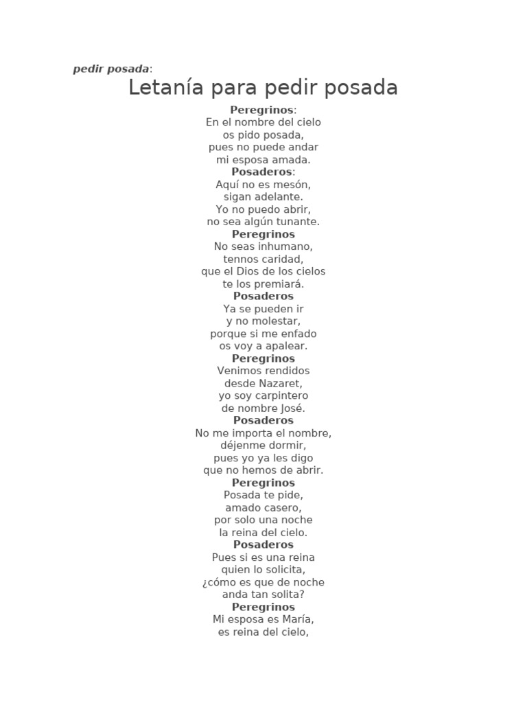 Letanía para Pedir Posada Tradicional | PDF | María, madre de Jesús