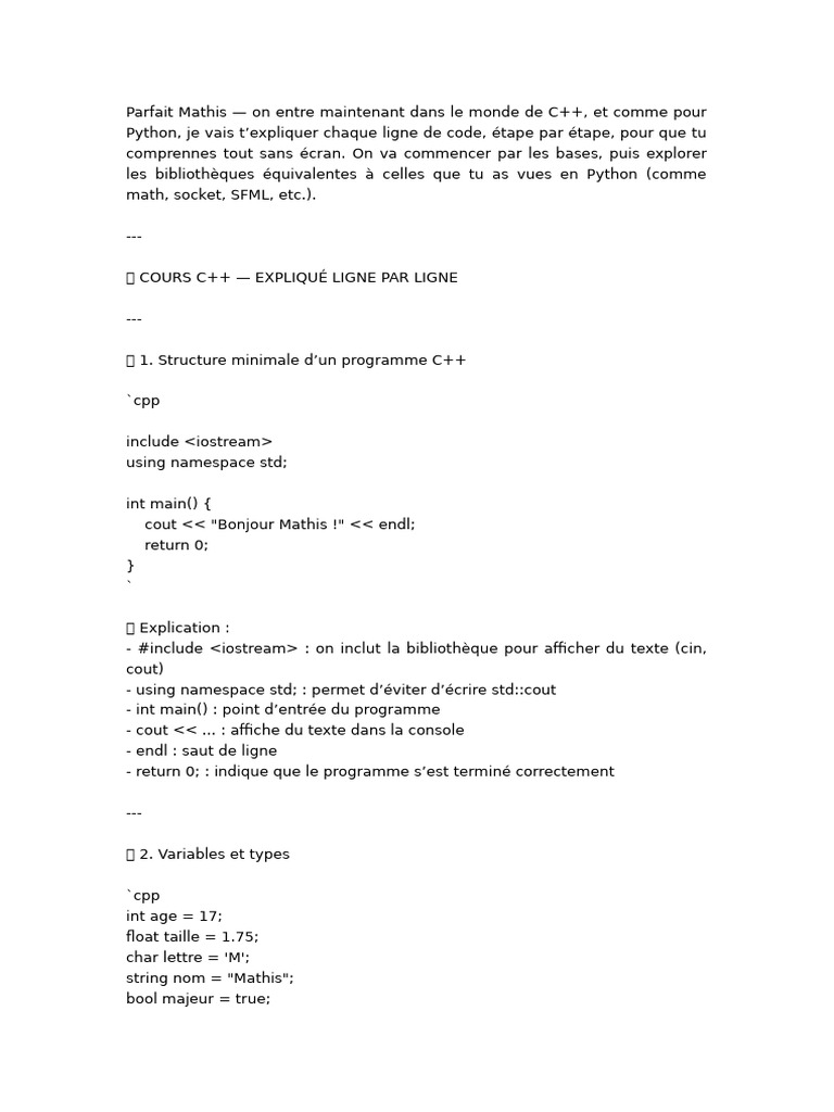 Introduction au C++ : Guide étape par étape | PDF | C ++ | Informatique