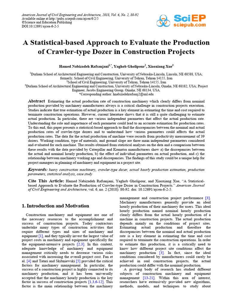 A Statistical-based Approach to Evaluate the Production of Crawler-type ...