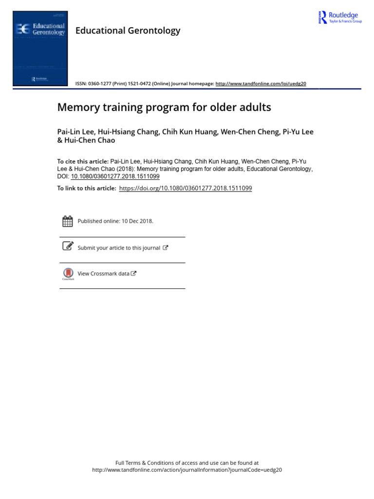 Memory Training for Older Adults | PDF | Learning | Memory