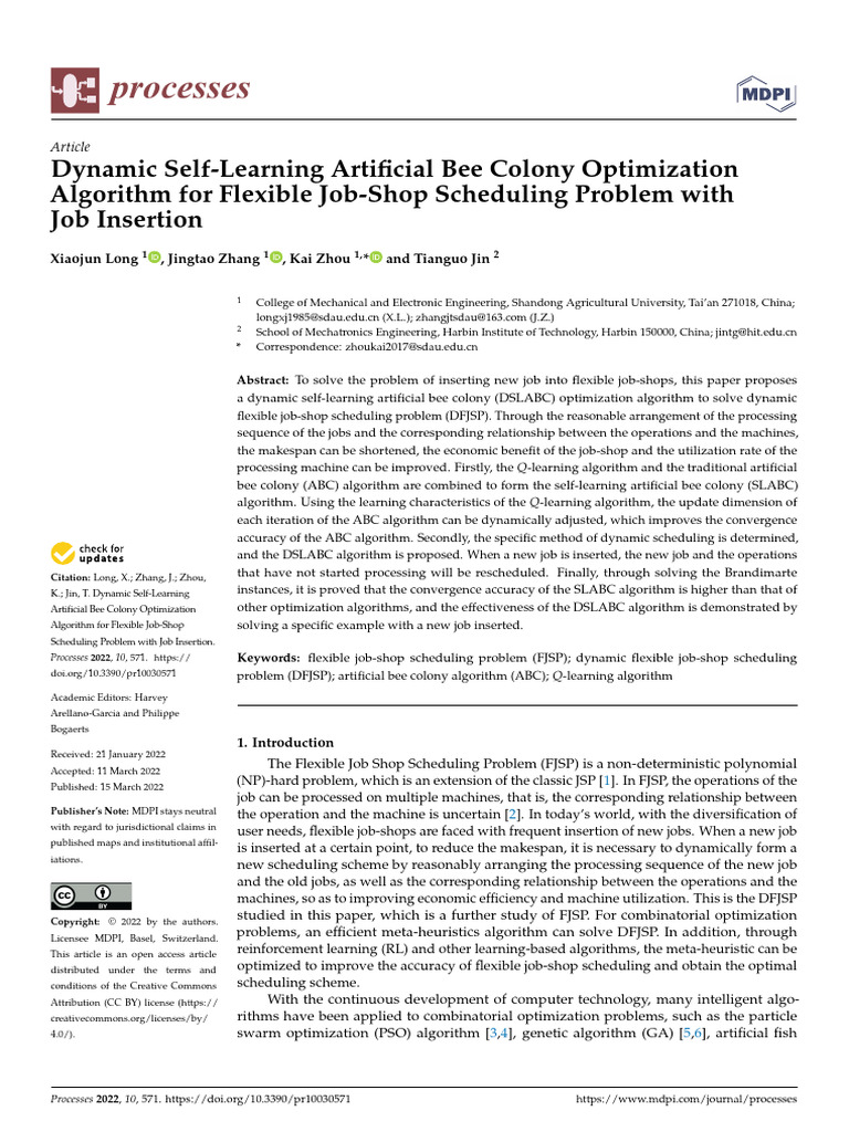 Dynamic Self-Learning Artificial Bee Colony Optimization Algorithm For ...