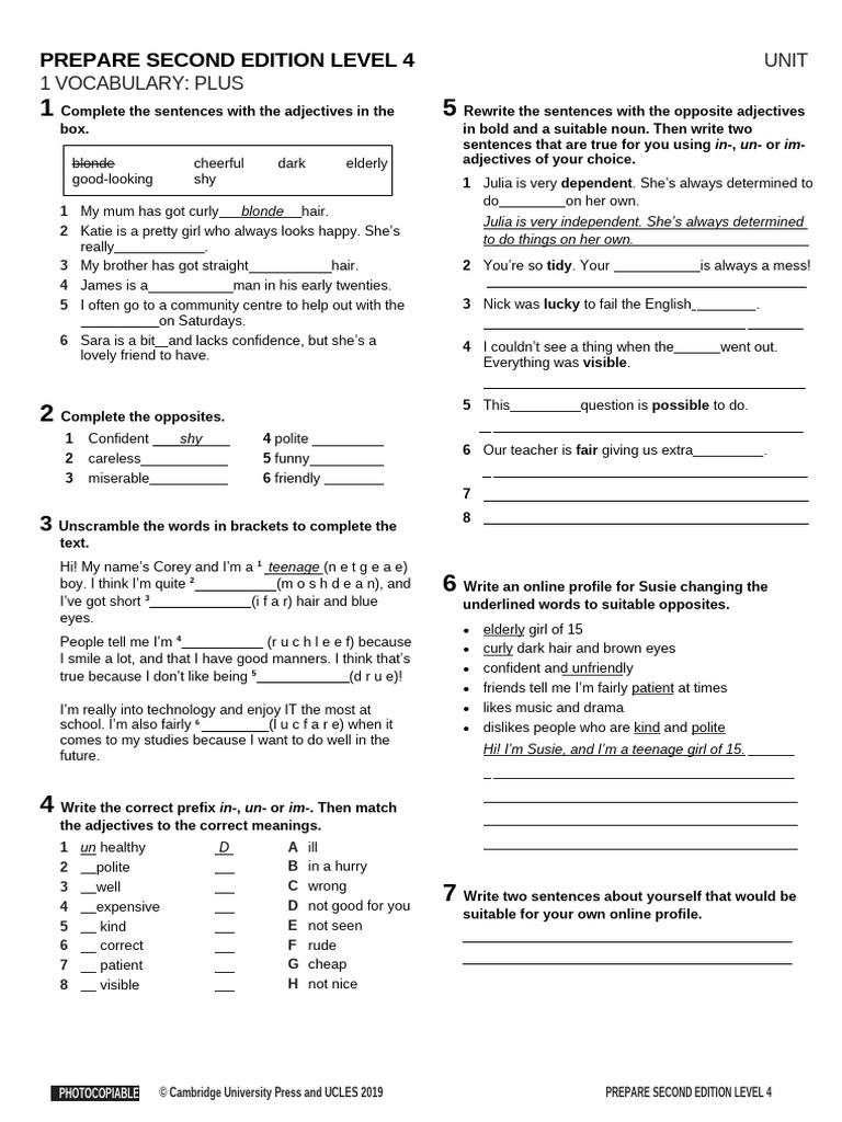 Vocabulary Exercises for Level 4 Students | PDF | Languages | Foreign ...