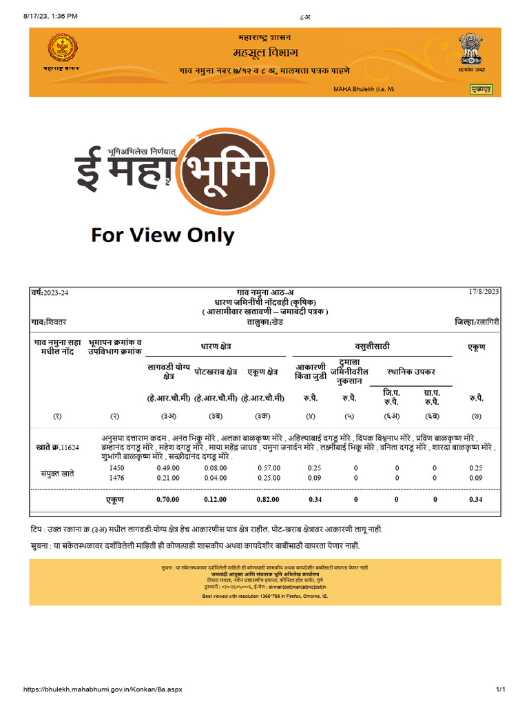 MAHA Bhulekh (I.e. Ma | PDF