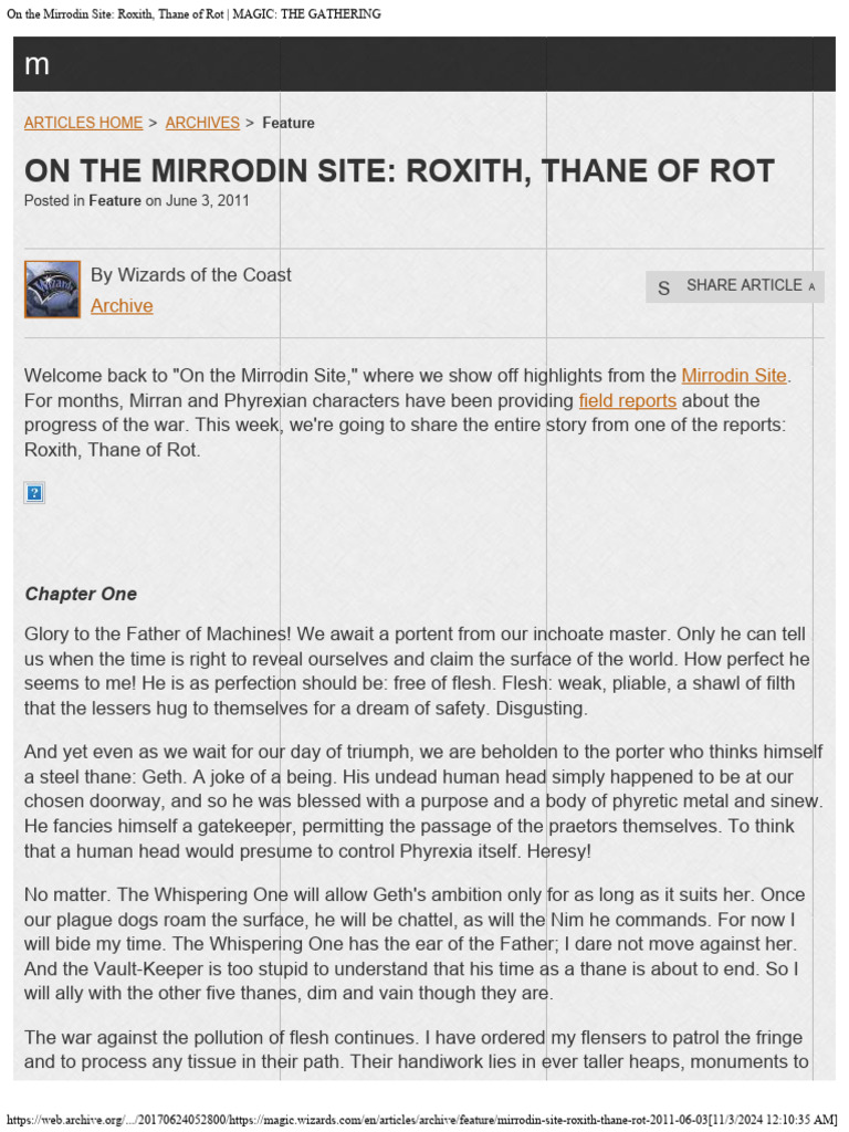 Roxith, Thane of Rot in Mirrodin | PDF