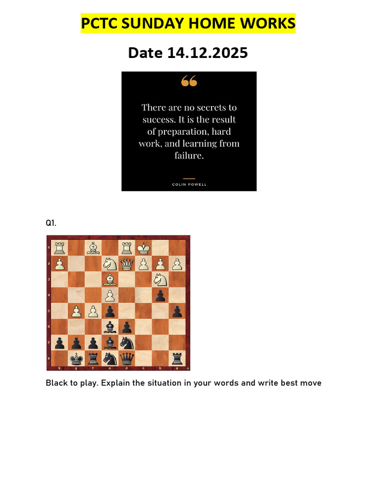 PCTC Sunday Homework: Chess Problems | PDF