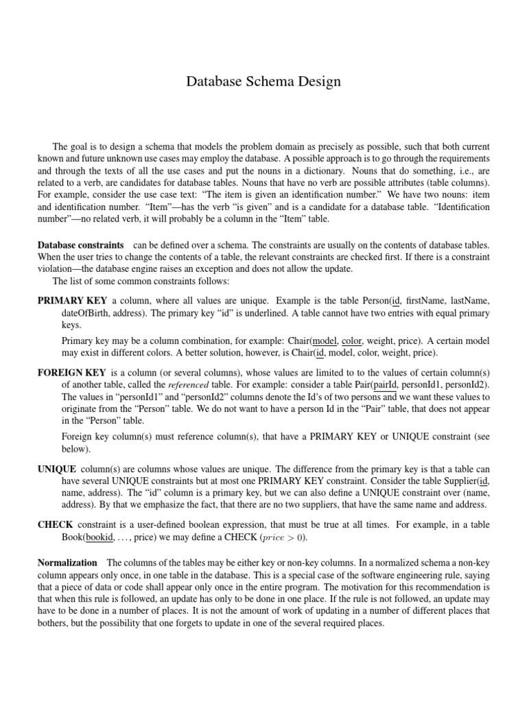 Database Schema Design | PDF