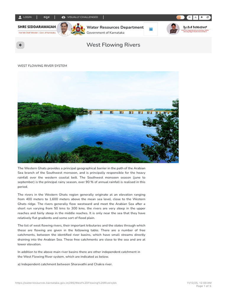 West Flowing Rivers | PDF | River | Monsoon