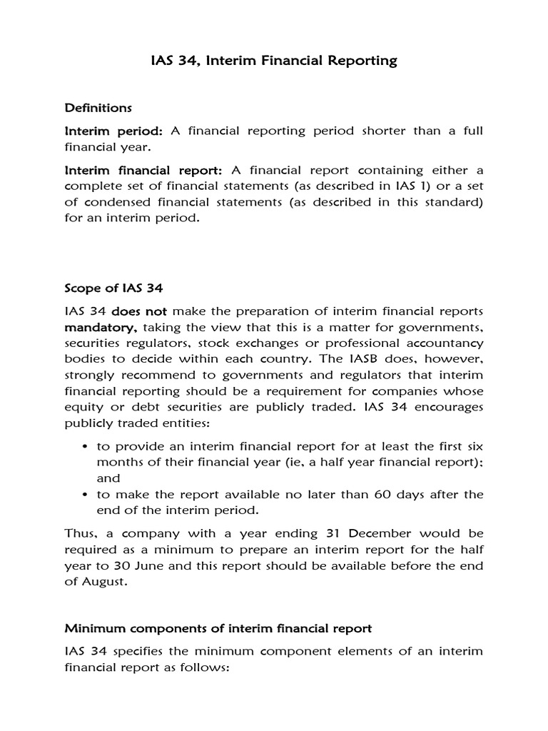 IAS 34, Interim Financial Reporting | PDF | Taxes | Balance Sheet