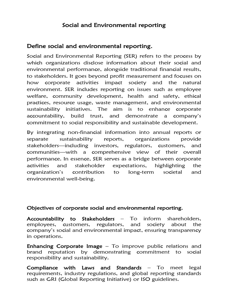 Social and Environmental Reporting | PDF | Corporate Social ...
