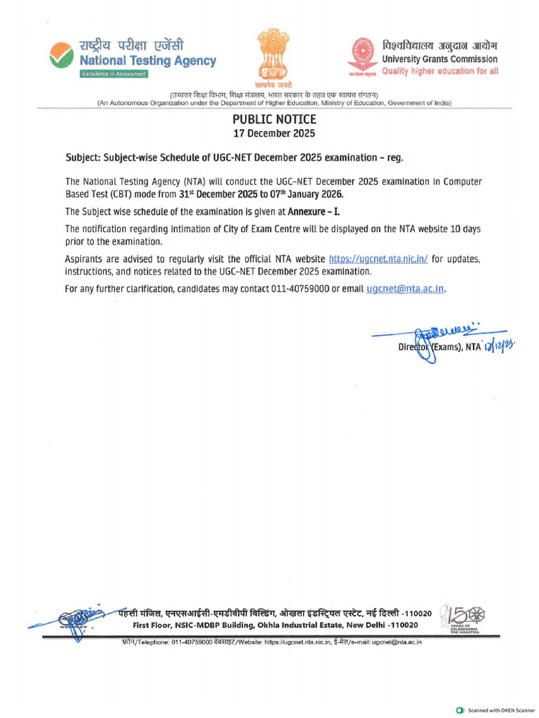 UGC NET Exam Schedule | PDF