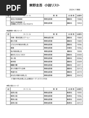 東野圭吾作品リスト | PDF