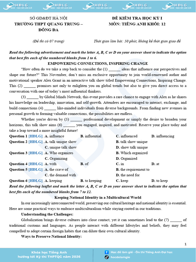 English Test for 12th Grade Students | PDF | Urbanization | Compost