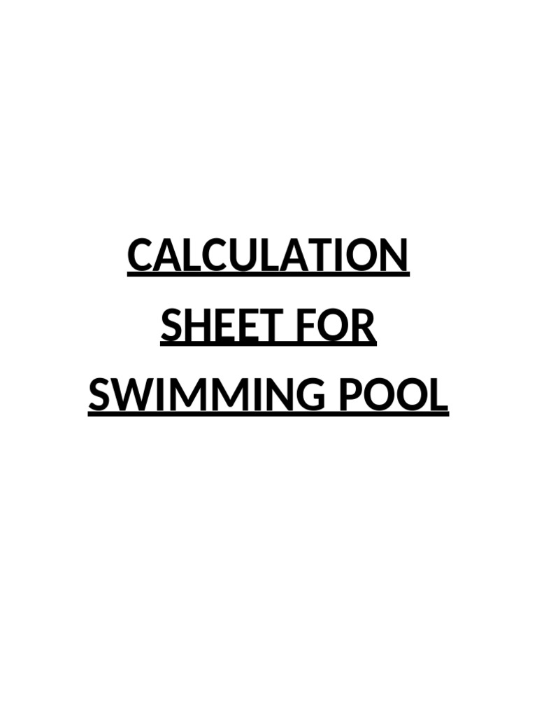 Swimming Pool Design Calculation Sheet | PDF