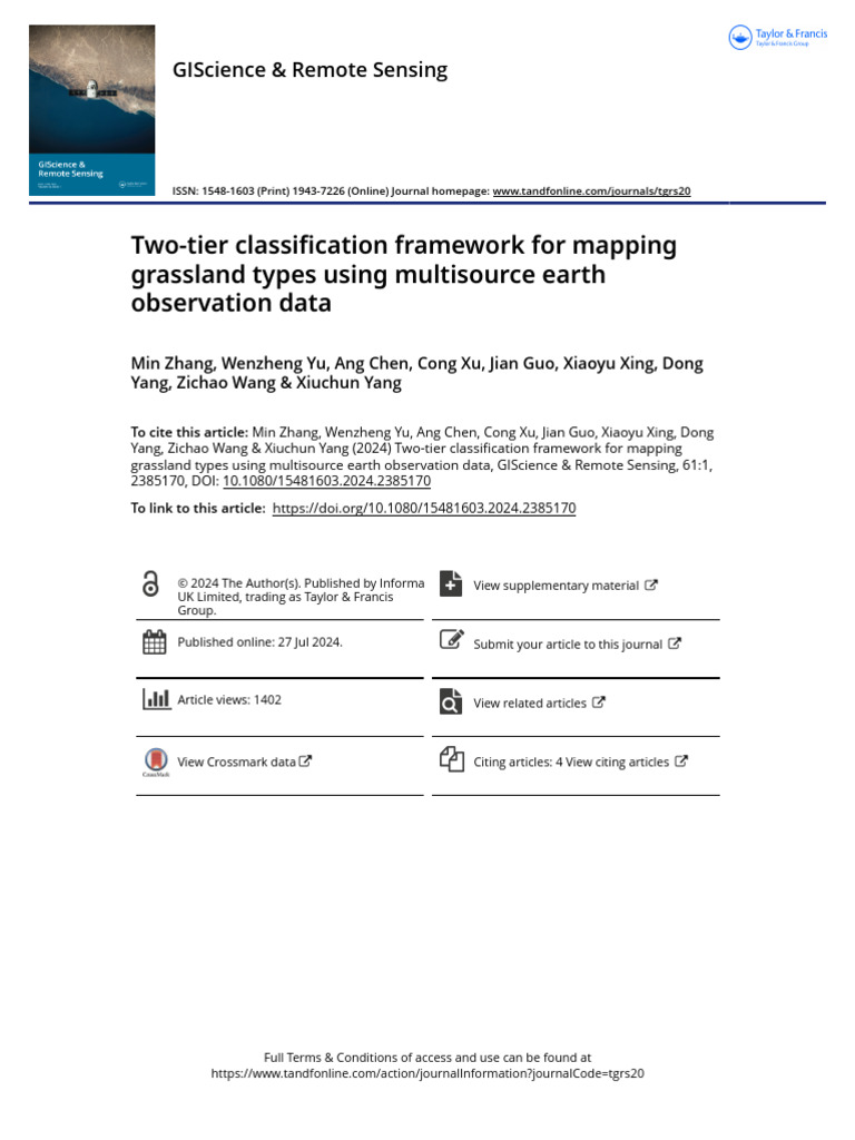 Grassland Mapping with Two-Tier Framework | PDF | Earth Sciences