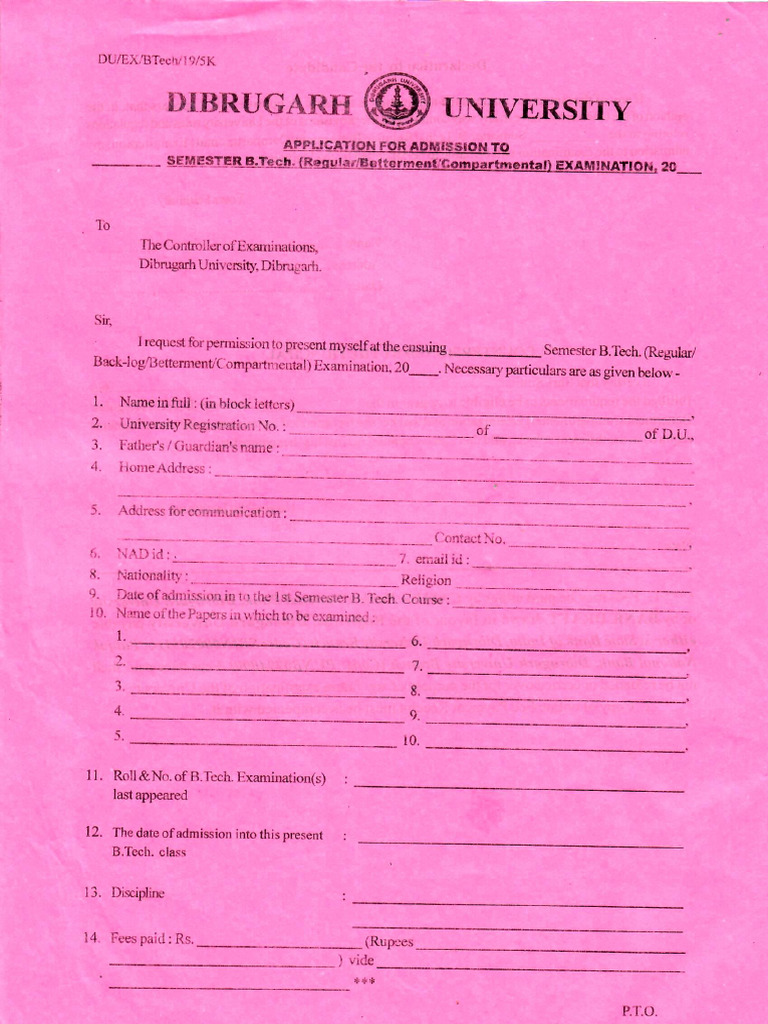 Examination Form | PDF