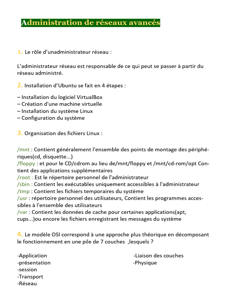 Administration avancée des réseaux Linux | PDF | Protocole de transfer ...