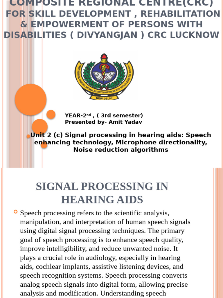 Signal Processing in Hearing Aids | PDF | Hearing Aid | Noise