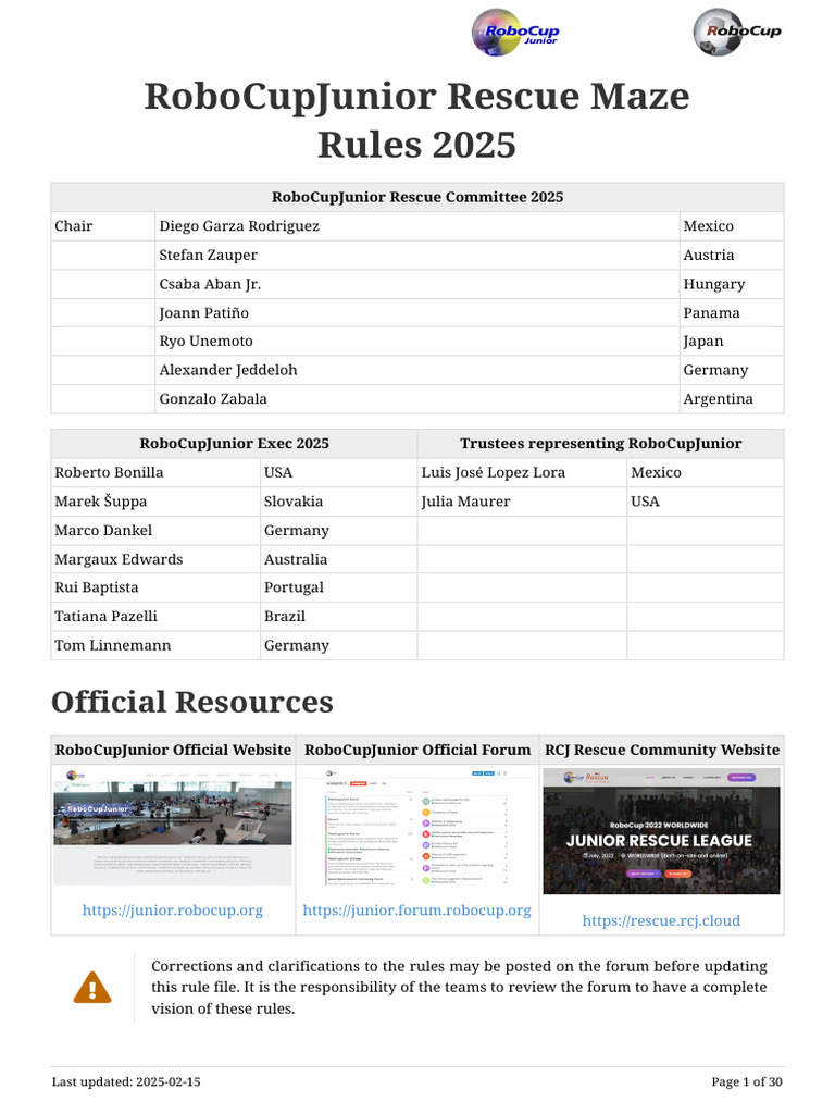 RoboCupJunior Rescue Maze Rules 2025 | PDF | Robot | Robotics