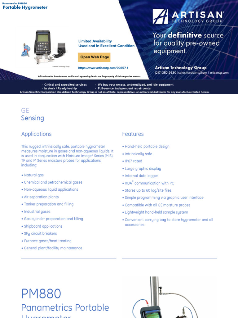 Info GE Panametrics PM880 Datasheet 202018113843 | PDF | Pressure ...