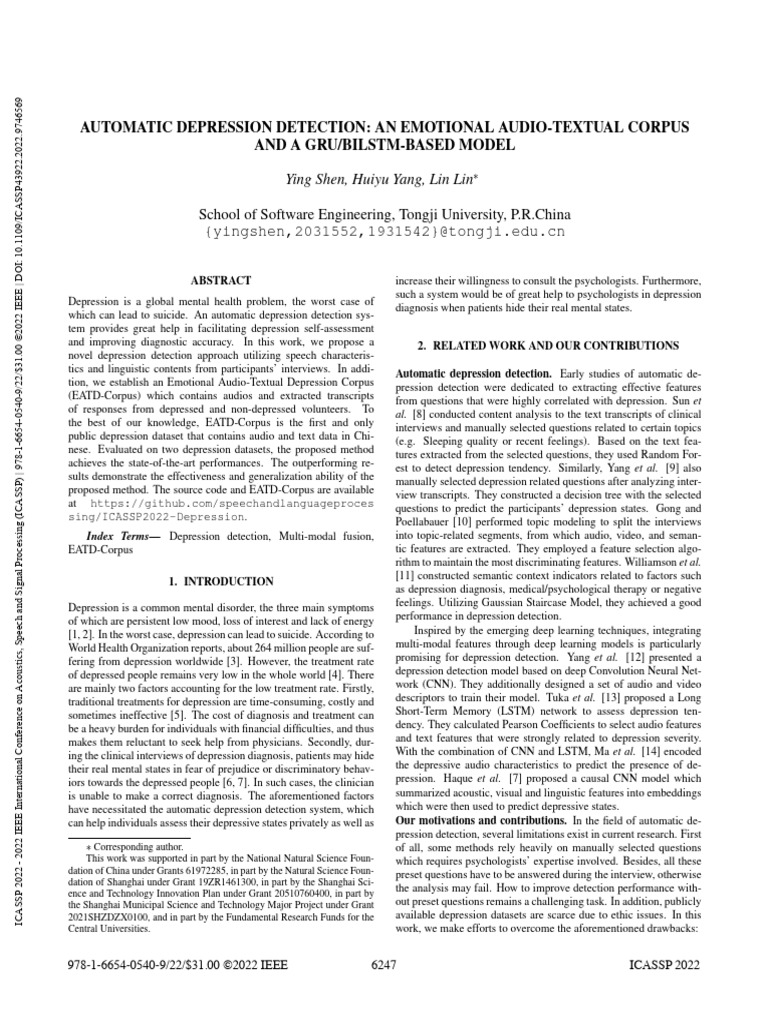 Automatic Depression Detection Model | PDF | Major Depressive Disorder ...