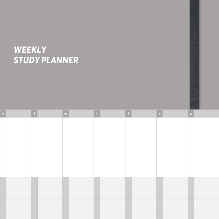 Weekly Study Planner - Gray | PDF