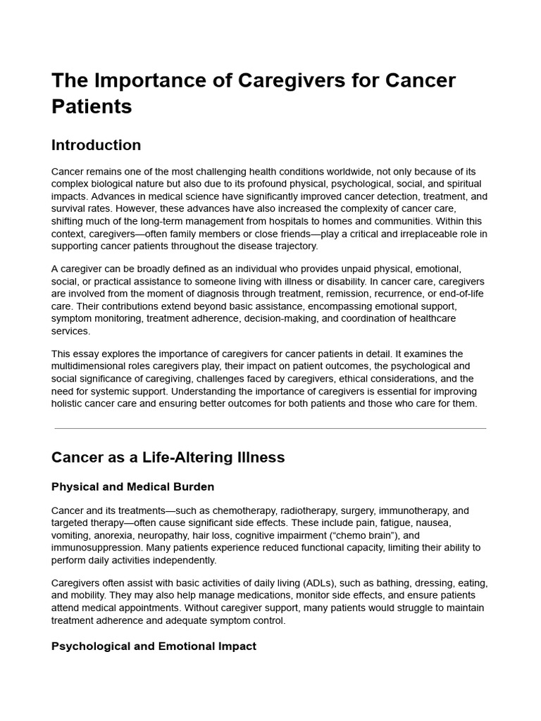 Essential Roles of Cancer Caregivers | PDF | Caregiver | End Of Life Care