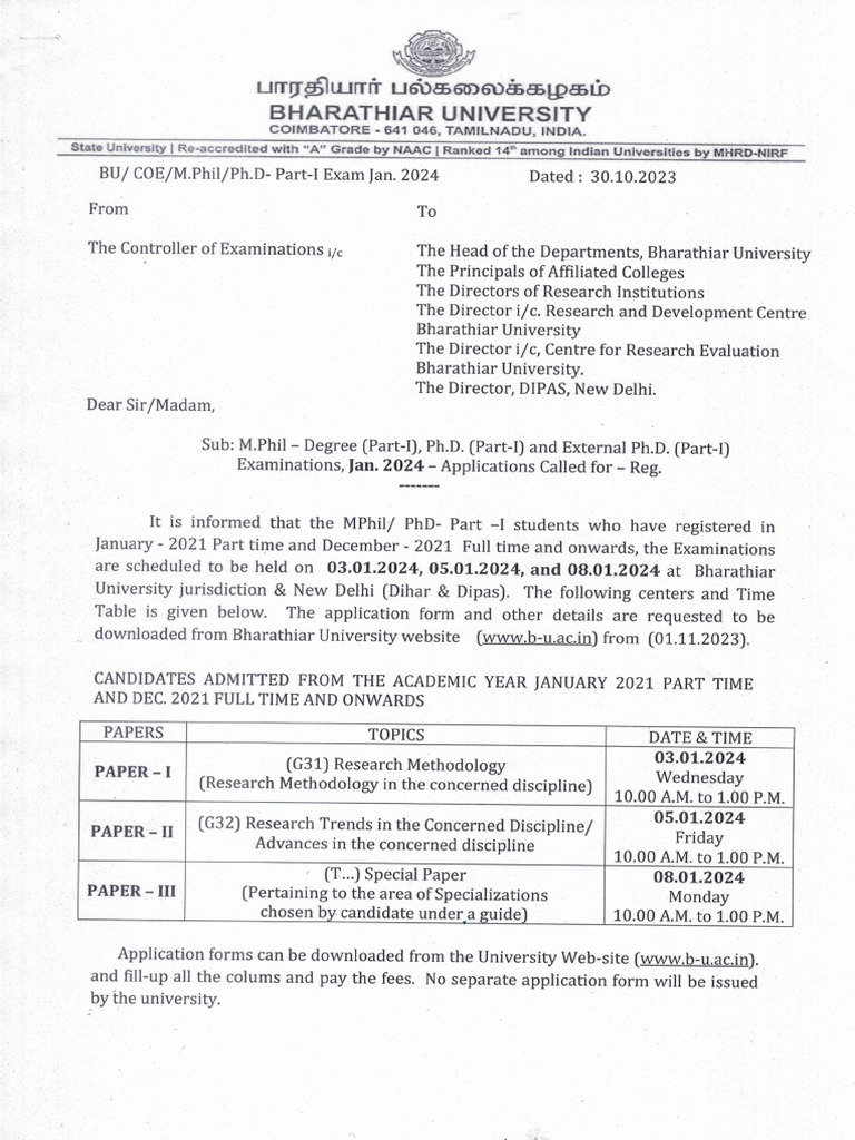 Jan-2024 Exam Notification 31102023 | PDF