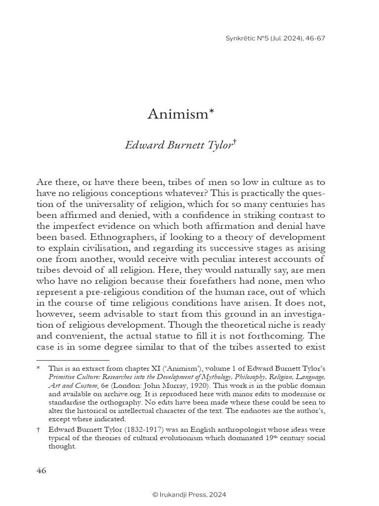 Understanding Animism in Primitive Cultures | PDF | Soul | Theology