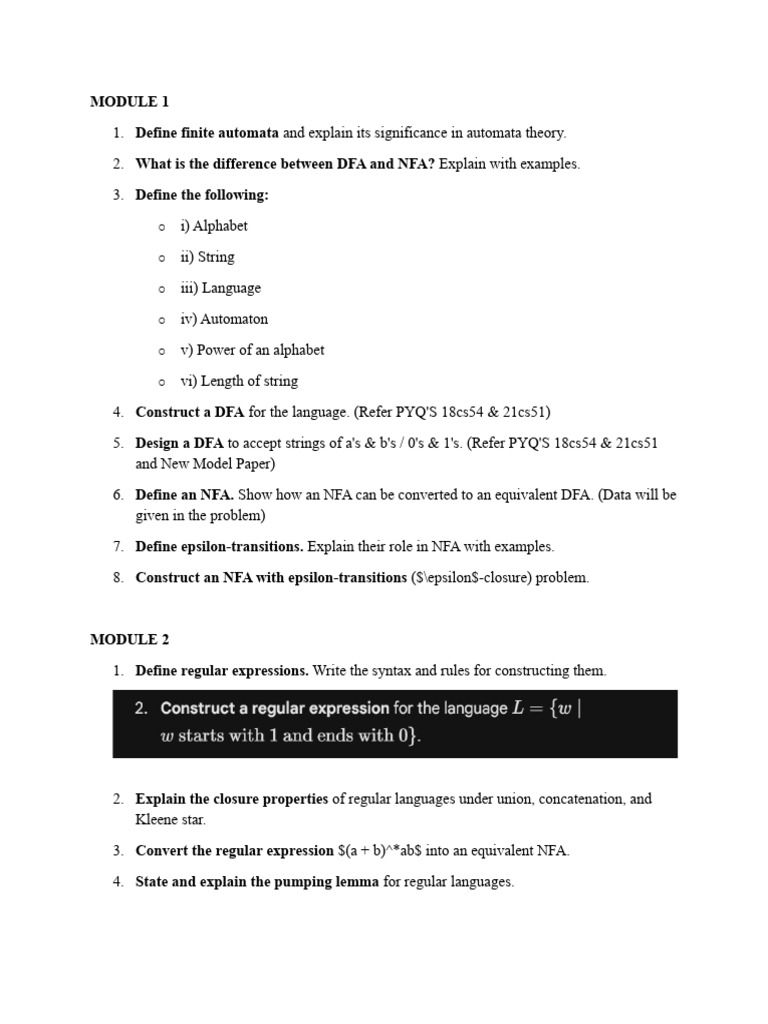TOC Imp Questions | PDF | Automata Theory | Regular Expression