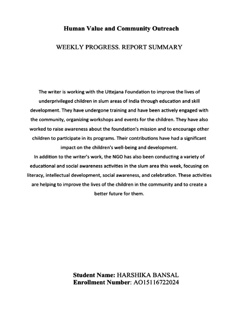 Community Outreach Progress Report | PDF