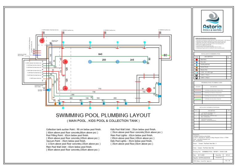 Infinity Swimming Pool Plumbing Plan | PDF | Pump | Equipment