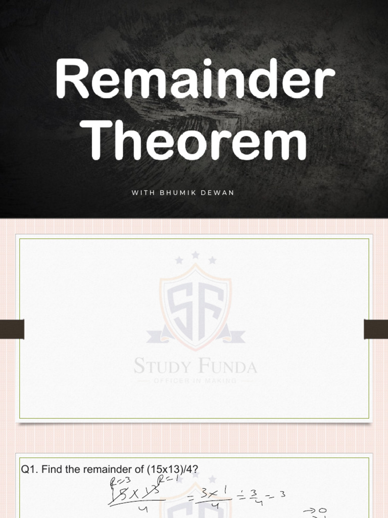 Remainder and Digit Sum Problems | PDF