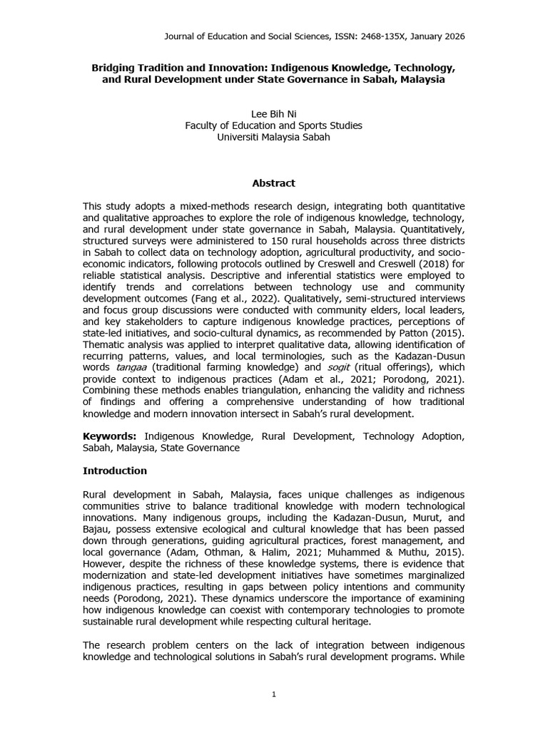 Indigenous Knowledge and Rural Tech in Sabah | PDF | Qualitative ...