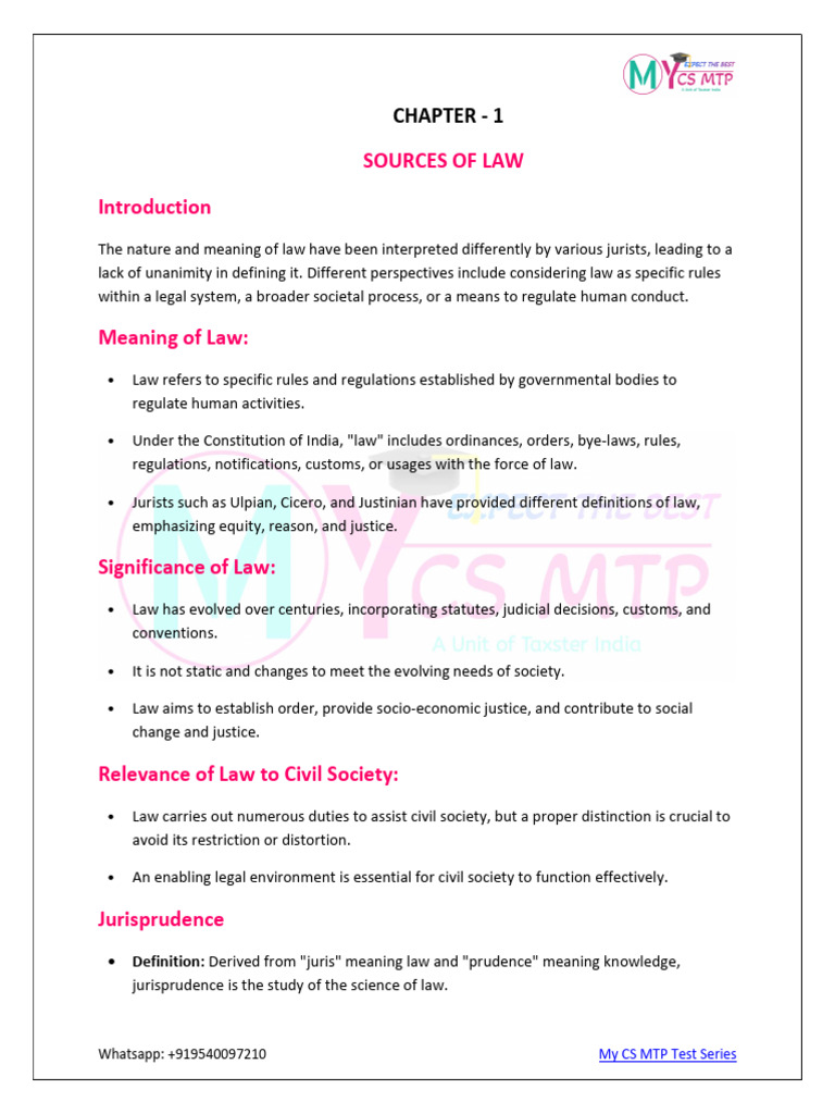 Sources of Law and Jurisprudence Overview | PDF | Precedent | Jurisprudence