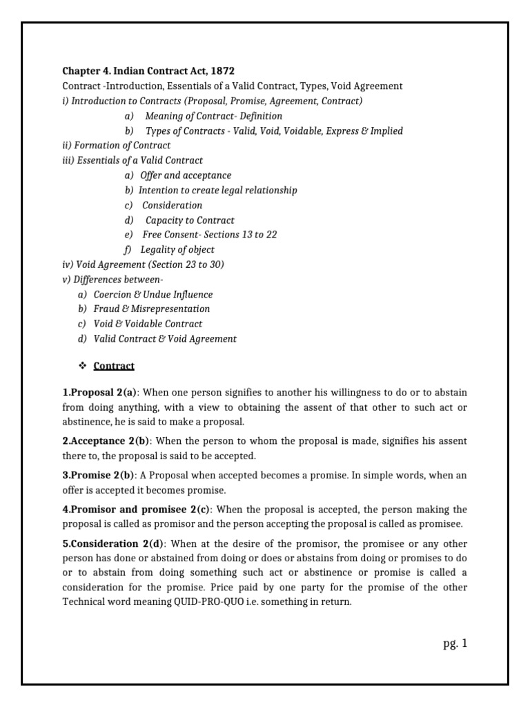 Indian Contract Act 1872 Overview | PDF | Offer And Acceptance ...