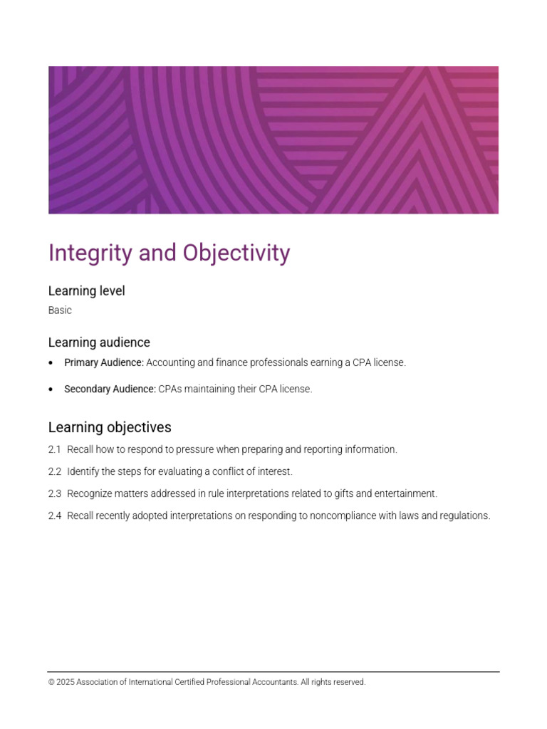 Integrity and Objectivity in CPA Ethics | PDF | Conflict Of Interest ...