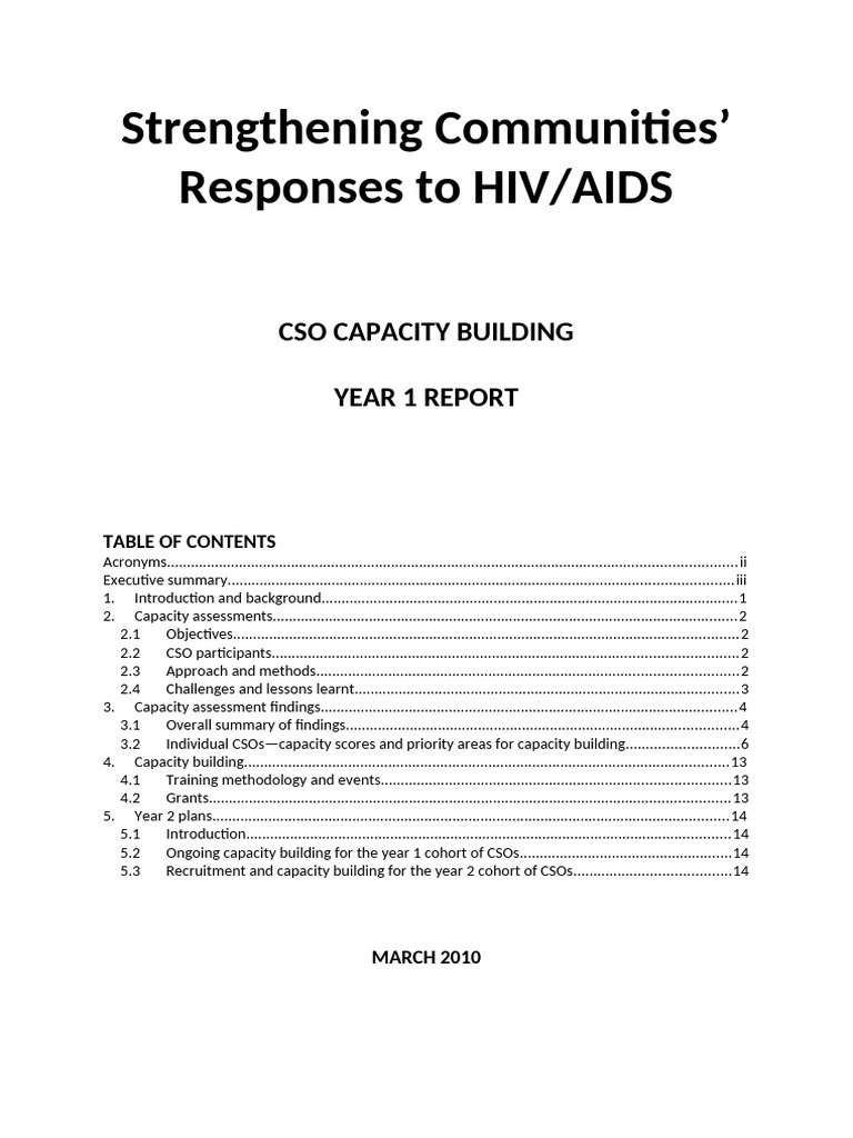 CSO Year 1 Capacity Building Report MARCH2010[1] Tim | PDF | Capacity ...