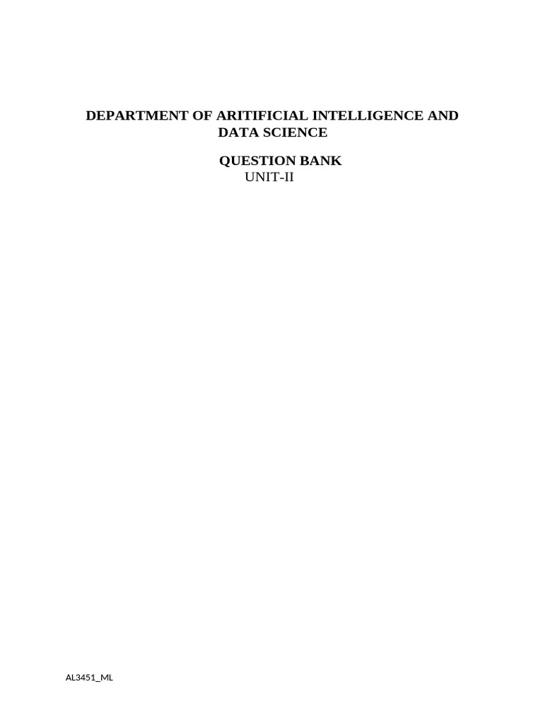 Machine Learning Question Bank Unit II | PDF | Support Vector Machine ...