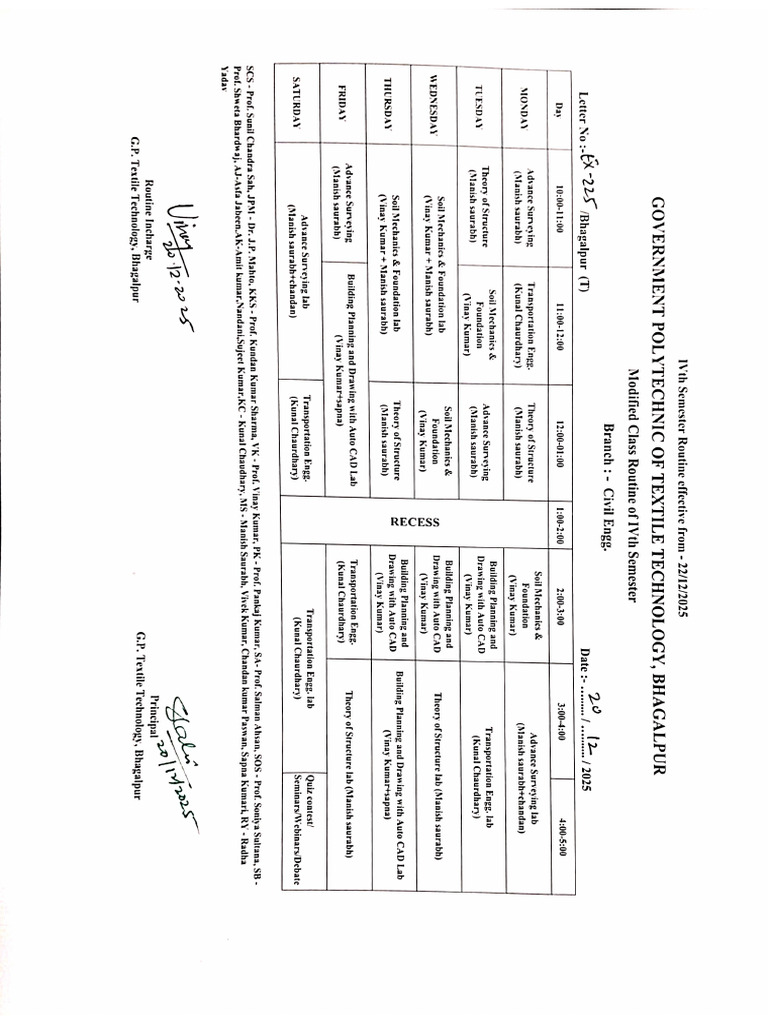 4 Sem. Routine | PDF
