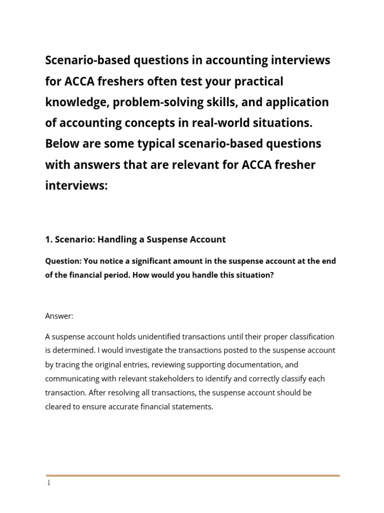 Accounting Interview Scenarios for ACCA | PDF | Expense | Accrual