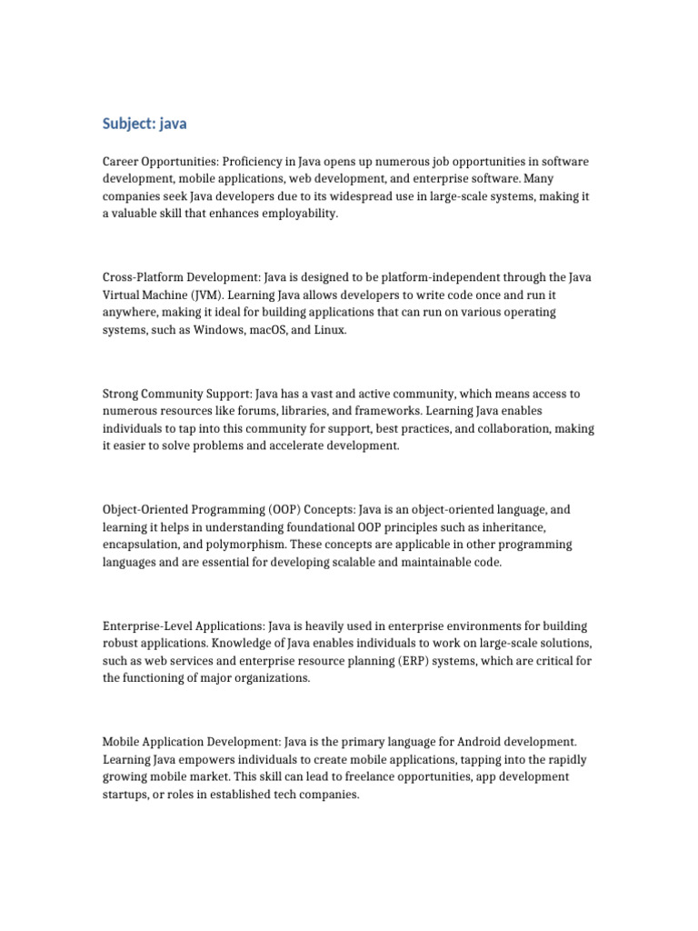 Java: Career Paths and Development Benefits | PDF | Java (Programming ...