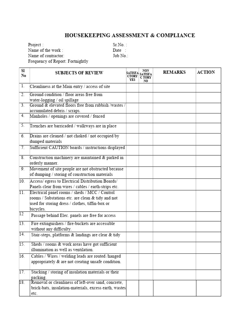 Housekeeping Compliance Assessment Report | PDF