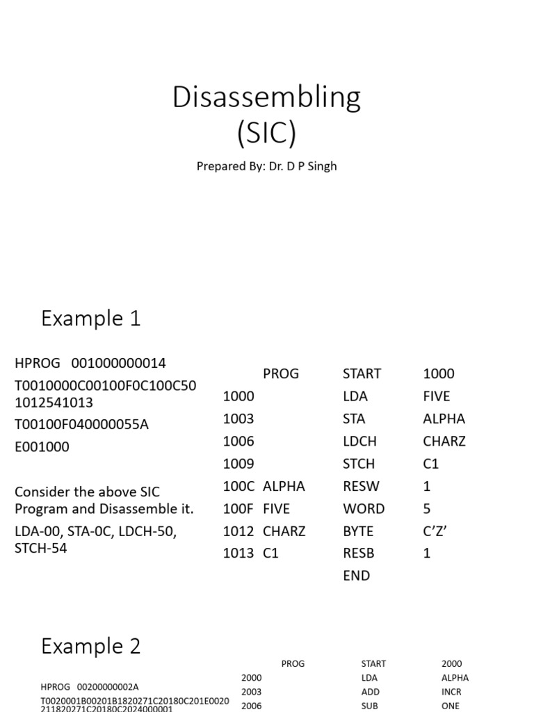 Disassembling SIC Programs Guide | PDF