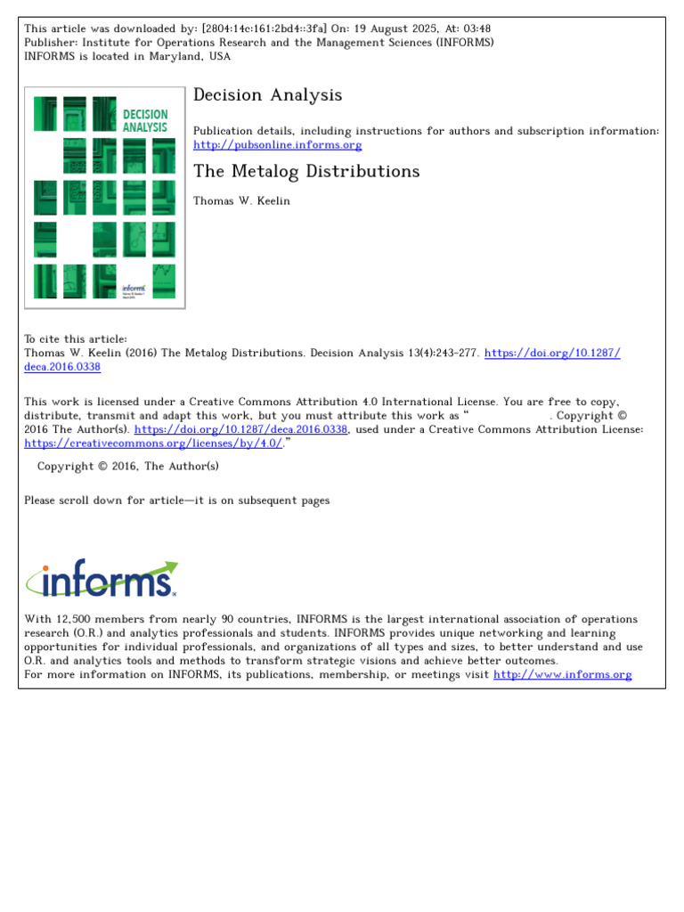 The Metalog Distributions- Thomas keelin (2016) | PDF | Functions And ...