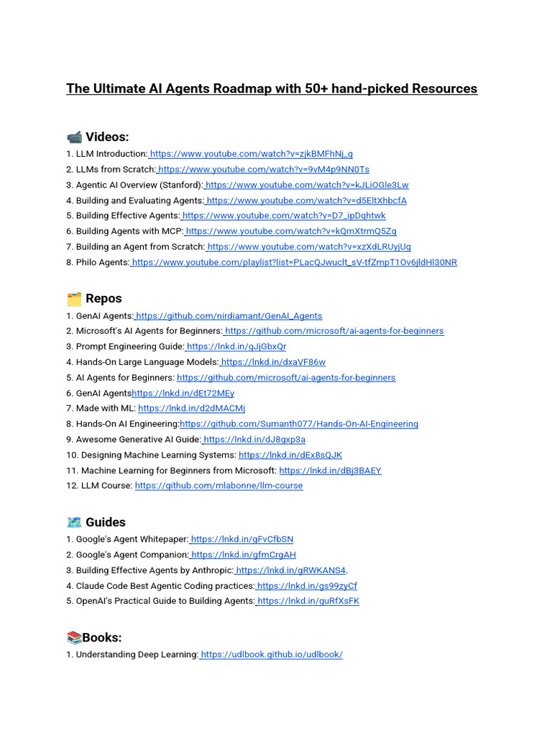 AI Agents Resource Roadmap Guide | PDF | Deep Learning | Cognitive Science